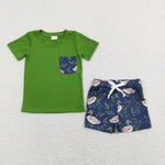 BSSO0480 baby boy clothes green boy mallard summer outfits boy summer outfit