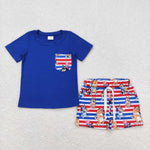 BSSO0513 baby boy clothes cartoon dog boy 4th of July patriotic summer outfits