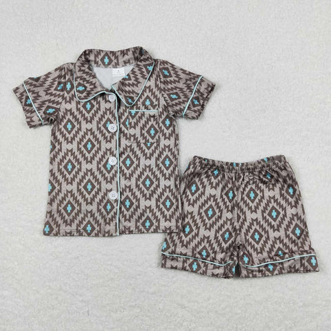 BSSO0560 baby boy clothes aztec boy summer pajamas outfit