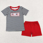 BSSO0565  baby boy clothes flag 4th of July patriotic boy summer outfit