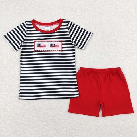 BSSO0565  baby boy clothes flag 4th of July patriotic boy summer outfit