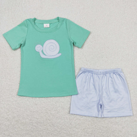 BSSO0571  baby boy clothes embroidery snails boy summer outfit