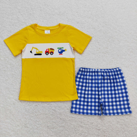 BSSO0574 baby boy clothes engineering vehicle boy summer outfit