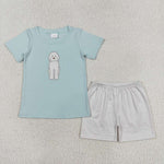 BSSO0593 baby boy clothes  embroidery dog toddler boy summer outfit