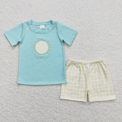 BSSO0614  baby boy clothes embroidery sunny toddler boy summer outfit 3-6M to 7-8T