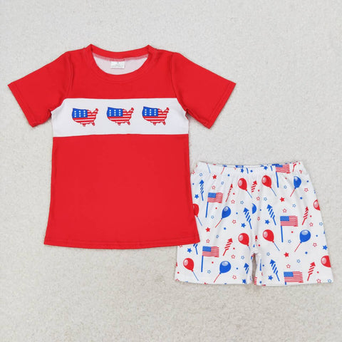 BSSO0633  baby boy clothes 4th of July patriotic toddler boy summer outfit