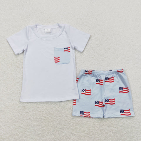 BSSO0642 baby boy clothes 4th of July patriotic toddler boy summer outfit