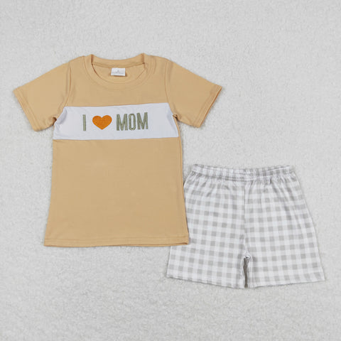 BSSO0646 baby boy clothes embroidery I love mom toddler boy summer outfits