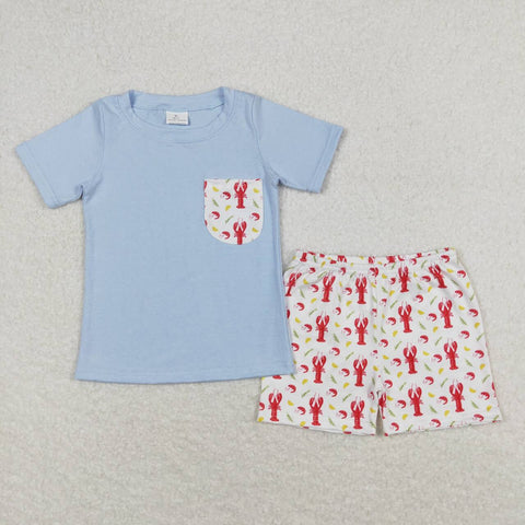 BSSO0648  baby boy clothes crawfish toddler boy summer outfits