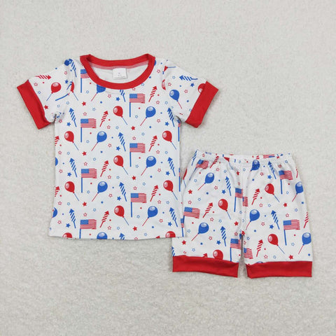 BSSO0707  baby boy clothes 4th of Jully patriotic toddler boy summer outfits