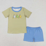 BSSO0732  baby boy clothes embroidery fishing boy summer outfit