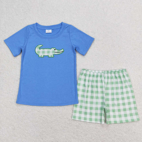 BSSO0736 baby boy clothes embroidery alligator toddler boy fathers day summer outfits