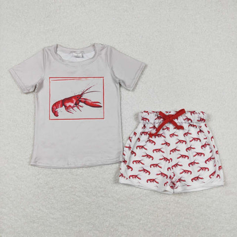 BSSO0745 baby boy clothes crawfish toddler boy summer outfits
