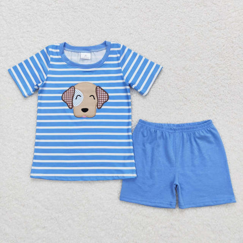 BSSO0746 baby boy clothes embroidery dog toddler boy summer outfits