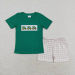 BSSO0809 baby boy clothes embroidery truck toddler boy summer outfits 3-6M to 7-8T