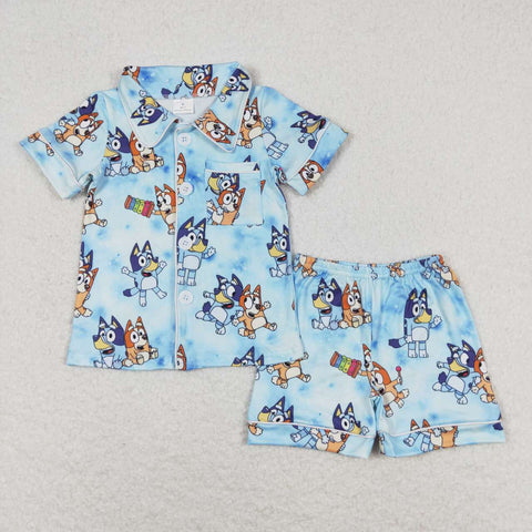 BSSO0817 baby boy clothes cartoon dog toddler boy summer outfits 3-6M to 7-8T