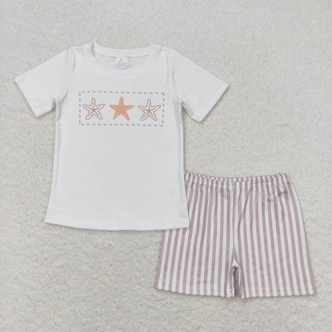BSSO0826 baby boy clothes starfish toddler boy summer outfits 3-6M to 7-8T