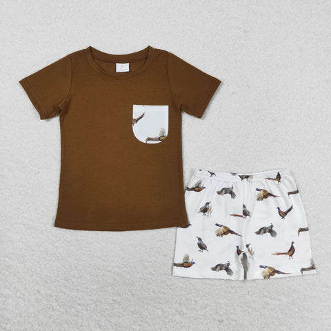 BSSO0925  3-6M to 7-8T baby boy clothes bird toddler boy summer outfits