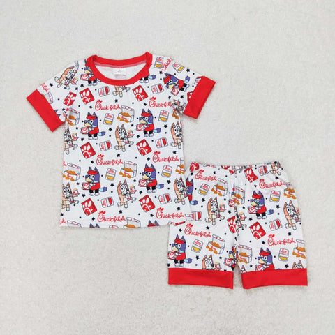 BSSO0948 3-6M to 7-8T baby boy clothes cartoon dog toddler boy summer pajamas outfits