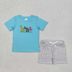 BSSO1019  baby boy clothes embroidery animal toddler boy summer outfit