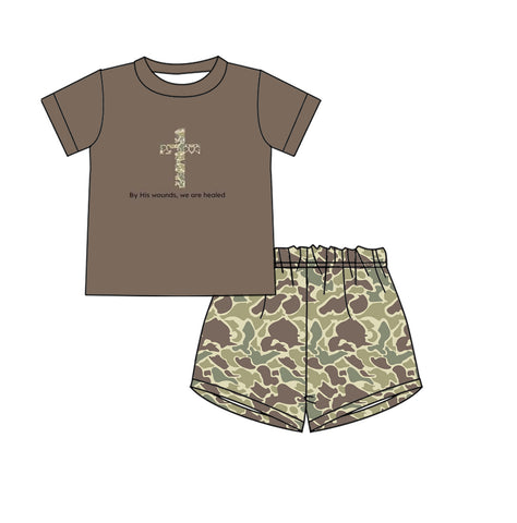 BSSO1134 pre-order baby boy clothes cross camo toddler boy easter summer outfit-2024.12.10