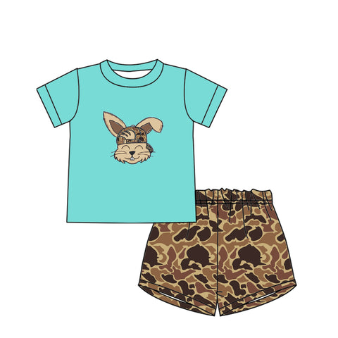 BSSO1135 pre-order baby boy clothes bunny camo toddler boy easter summer outfit-2024.12.10