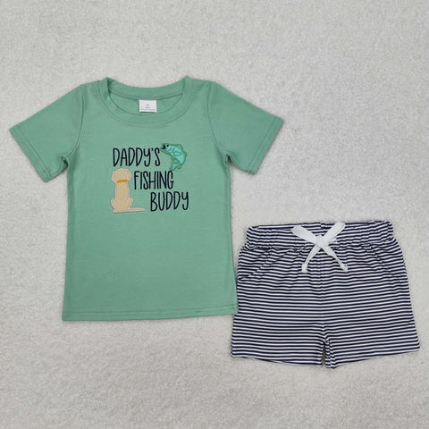 BSSO1147   baby boy clothes embroidery fishing toddler boy summer outfit