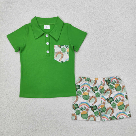 BSSO1165  baby boy clothes lucky toddler boy St. Patrick summer outfit