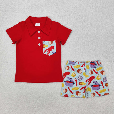 BSSO1188  baby boy clothes crayfish toddler boy summer outfit