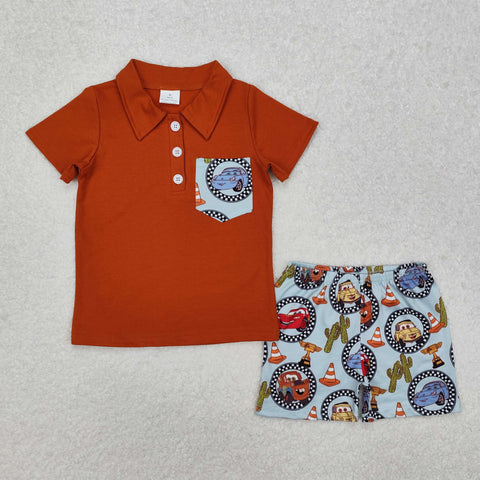 BSSO1210  baby boy clothes cartoon car toddler boy summer outfit