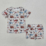 BSSO1233   baby boy clothes cartoon car toddler boy summer outfit