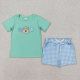 RTS kids clothes dog embroidery kids summer matching clothes