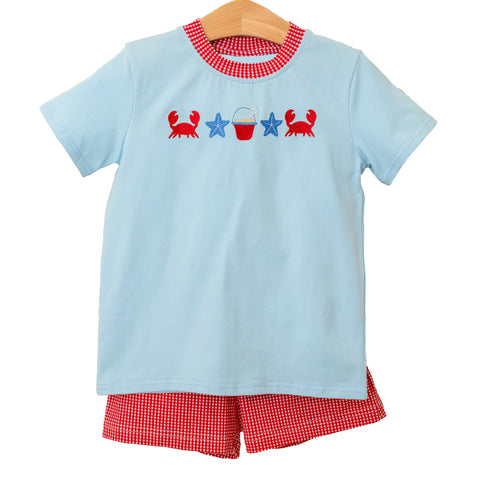 BSSO1268 pre-order baby boy clothes crab toddler boy 4th of July Patriotic summer outfit-2025.1.30