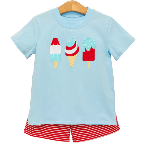 BSSO1269 pre-order baby boy clothes popsicles toddler boy 4th of July Patriotic summer outfit-2025.1.30