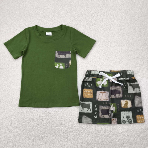 BSSO1390   toddler boy clothes animal boy summer set