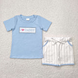 RTS Matching kids clothing embroidery I love daddy print clothing baby summer clothing-2026.4.20