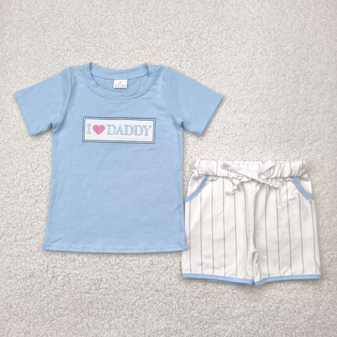 BSSO1434  baby boy clothes embroidery love daddy toddler boy  summer outfit