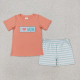 RTS kids matching clothing fathers clothing I love dad embroidery summer clothing