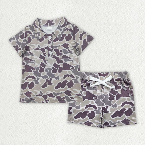 BSSO1521  baby boy clothes grey camo toddler boy summer outfit