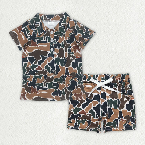 BSSO1522  baby boy clothes black camo toddler boy summer outfit