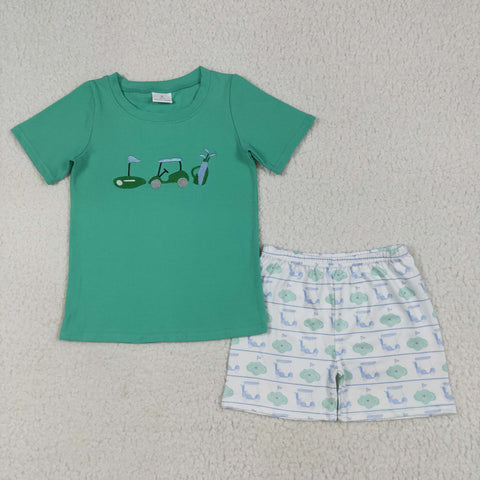 BSSO1540   baby boy clothes embroidery golf toddler boy summer outfit