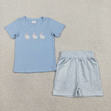 RTS toddler clothes matching clothing embroidery bunny print set boys easter summer clothing-2026.2.26