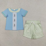 RTS Matching kids clothing embroidery bunny print clothing baby easter summer clothing-2026.3.30