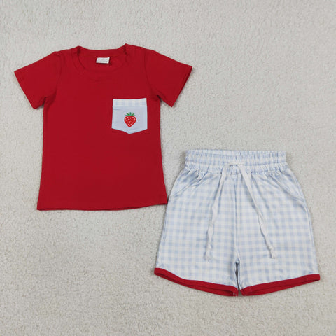 BSSO1692 kids clothes strawberry print boys summer outfit