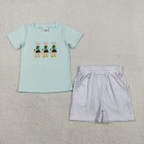 RTS toddler clothes matching clothing embroidery bunny print set boys easter summer clothing-2026.2.26