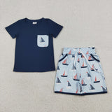 RTS Matching kids clothing saling boat print clothing boy summer clothing-2026.4.7