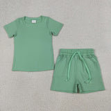 RTS Matching clothes toddler clothes solid color print set boys summer clothing-2026.4.10