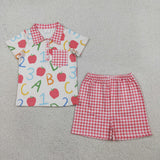 RTS Matching clothing kids apple print clothing baby back to school summer clothing-2026.4.30