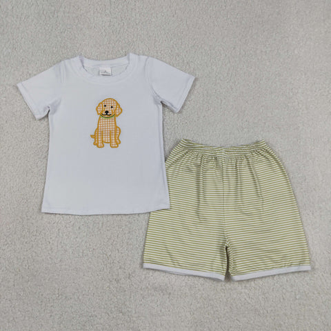 BSSO2002 kids clothes embroidery pubby print boys summer outfit