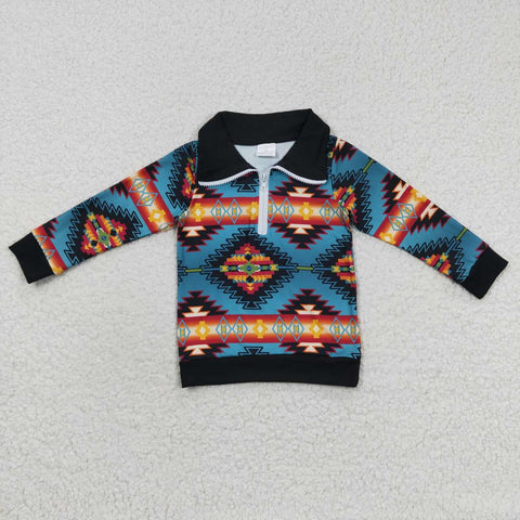 Long sleeve baby boys western aztec tops